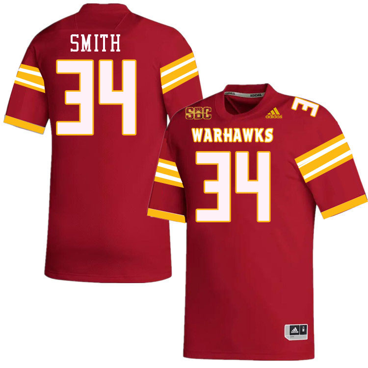 #34 Ozarrio Smith Louisiana-Monroe Warhawks College Football Jerseys Stitched-Red